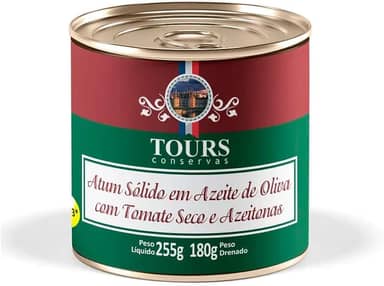 Atum Sólido em Azeite de Oliva com Tomate Seco e Azeitonas Tours 255g