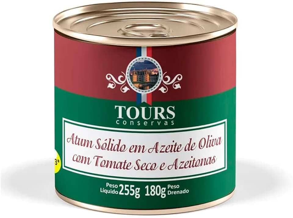 Atum Sólido em Azeite de Oliva com Tomate Seco e Azeitonas Tours 255g