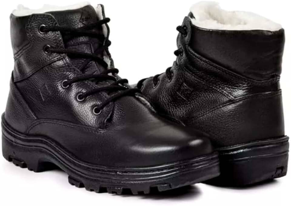 Bota Masculina de Inverno em Couro Forrada com Lã Imperméavel - Hamburgo