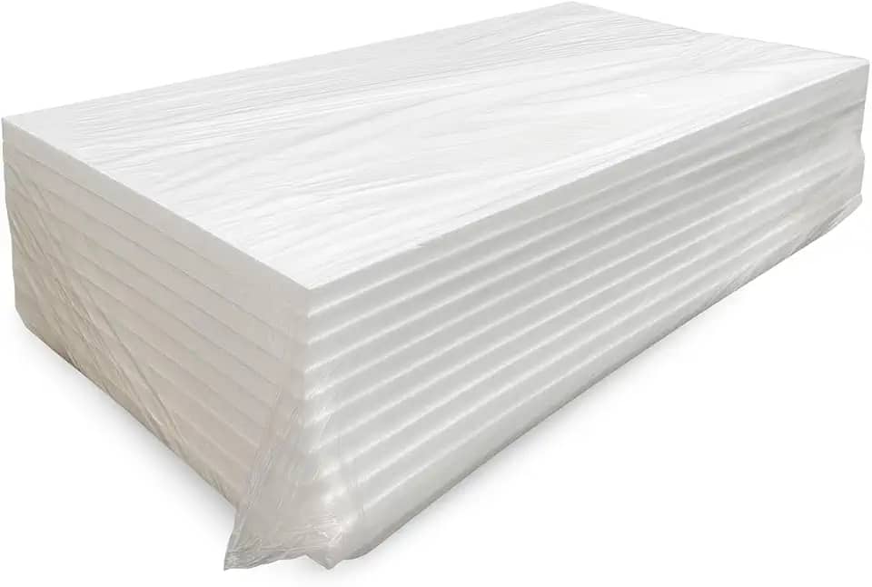 Placas de Isopor EPS Antichamas, Branco, 100cm x 50cm x 20mm, Kit com 12 Unidades, Isolamento Térmico