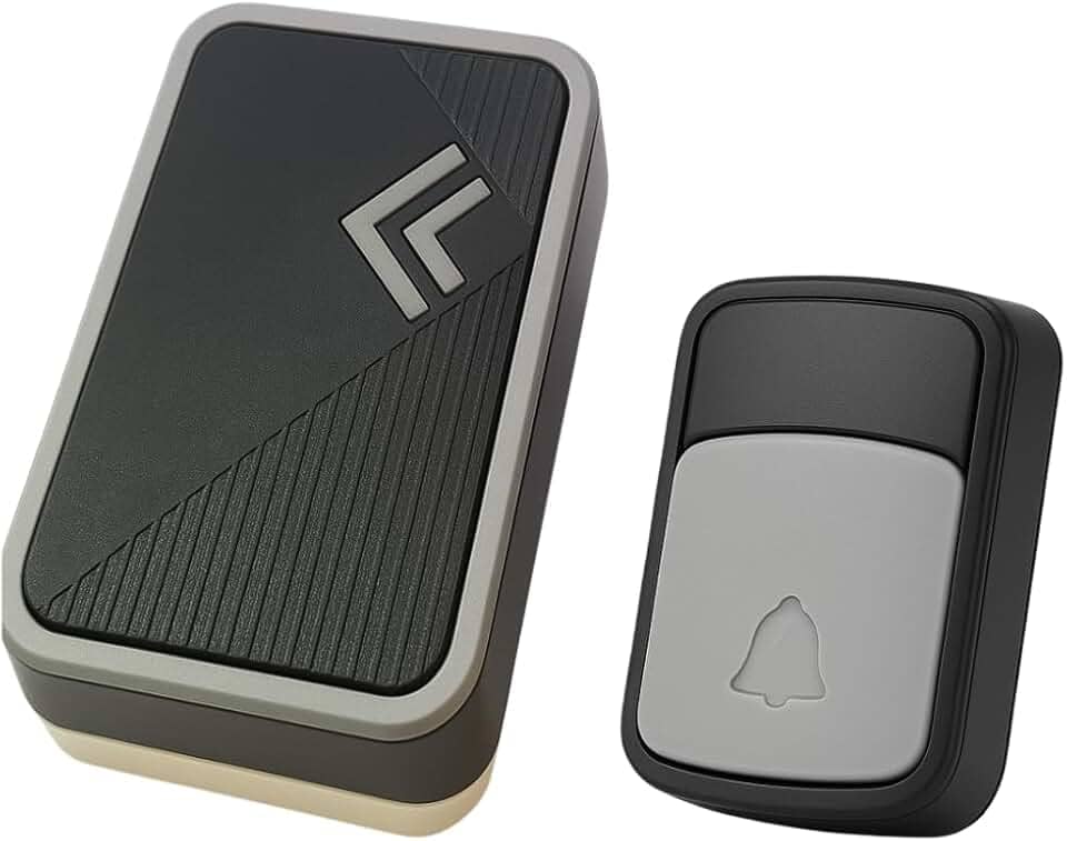 Campainha Sem Fio para Casa ou Escritório, 36 Toques Diferentes, Alcance 50m, 5 Níveis de Volume Ajustável, Instalação Rápida por Adesivo ou Parafusos e Design Moderno.