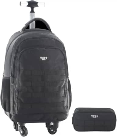 Kit Mochila 20” Com4 Rodas 360 Escolar Juvenil Masculina Escola Faculdade (Preto)