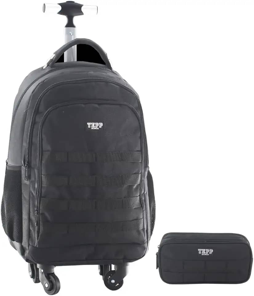 Kit Mochila 20” Com4 Rodas 360 Escolar Juvenil Masculina Escola Faculdade (Preto)