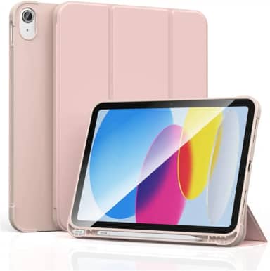 Capa Capinha para iPad 10ª Geração (2022) Com Suporte para Caneta A2696 A2757 A2777 Rosa