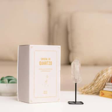 Patuá Cristais, Selenita Branca Base de Ferro - Coleção Feng Shui Limpeza