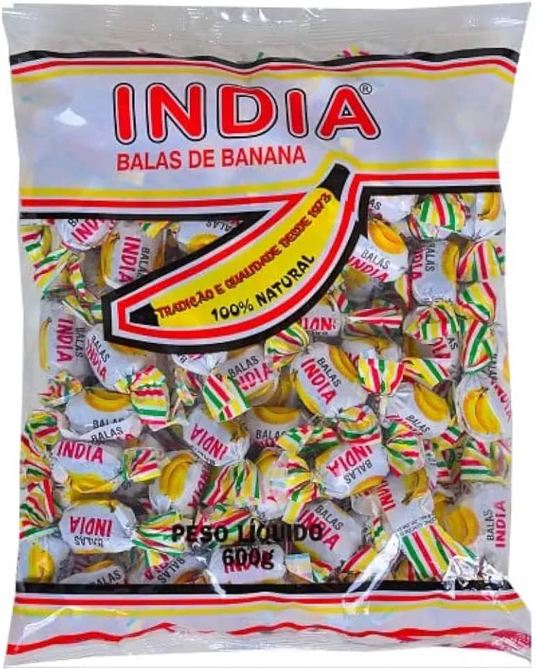 Bala de Banana Índia 100% Natural Sem Glúten Sem Lactose - 600g