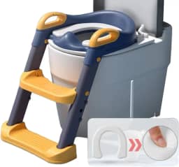 Assento Redutor Infantil para Vaso Sanitário com Escada, Ajustável, Antiderrapante, Almofadado, Troninho (Azul)