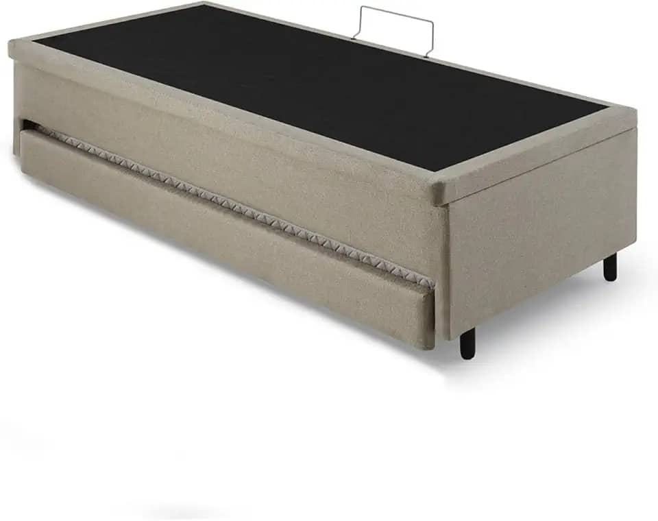 Bicama Solteiro com Baú 88x188 Linho Bege