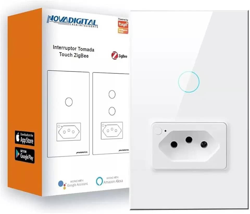 Interruptor Inteligente 1 Botão E 1 Tomada Smart Life Repetidor Zigbee