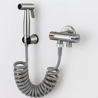 Ducha Higiênica Inox Com Registro Mangueira Extensível Que alcança 1.7mts Alta Pressão Cabo Ergonômico Prático Instalação Fácil Kit Completo Banheiro Moderno Higiene Segura Econômica Conforto Total