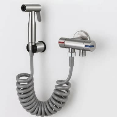 Ducha Higiênica Inox Com Registro Mangueira Extensível Que alcança 1.7mts Alta Pressão Cabo Ergonômico Prático Instalação Fácil Kit Completo Banheiro Moderno Higiene Segura Econômica Conforto Total