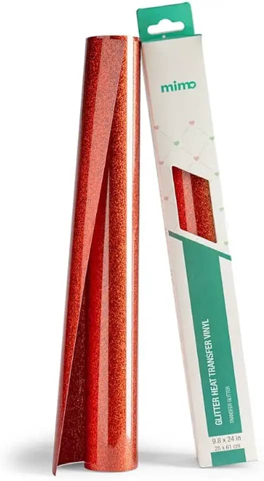 Mimo Transfer Glitter - Vermelho Puro - 25 x 61 cm- 1 Unid - Ideal para Criar Estampas Personalizadas - Fixação Permanente - Lavável - Qualidade Profissional e Ótima Aderência