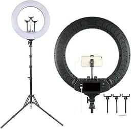 Iluminador LED 18 Polegadas 46CM Ring Light 45W C/Tripe 1,80m + 3 Suporte
