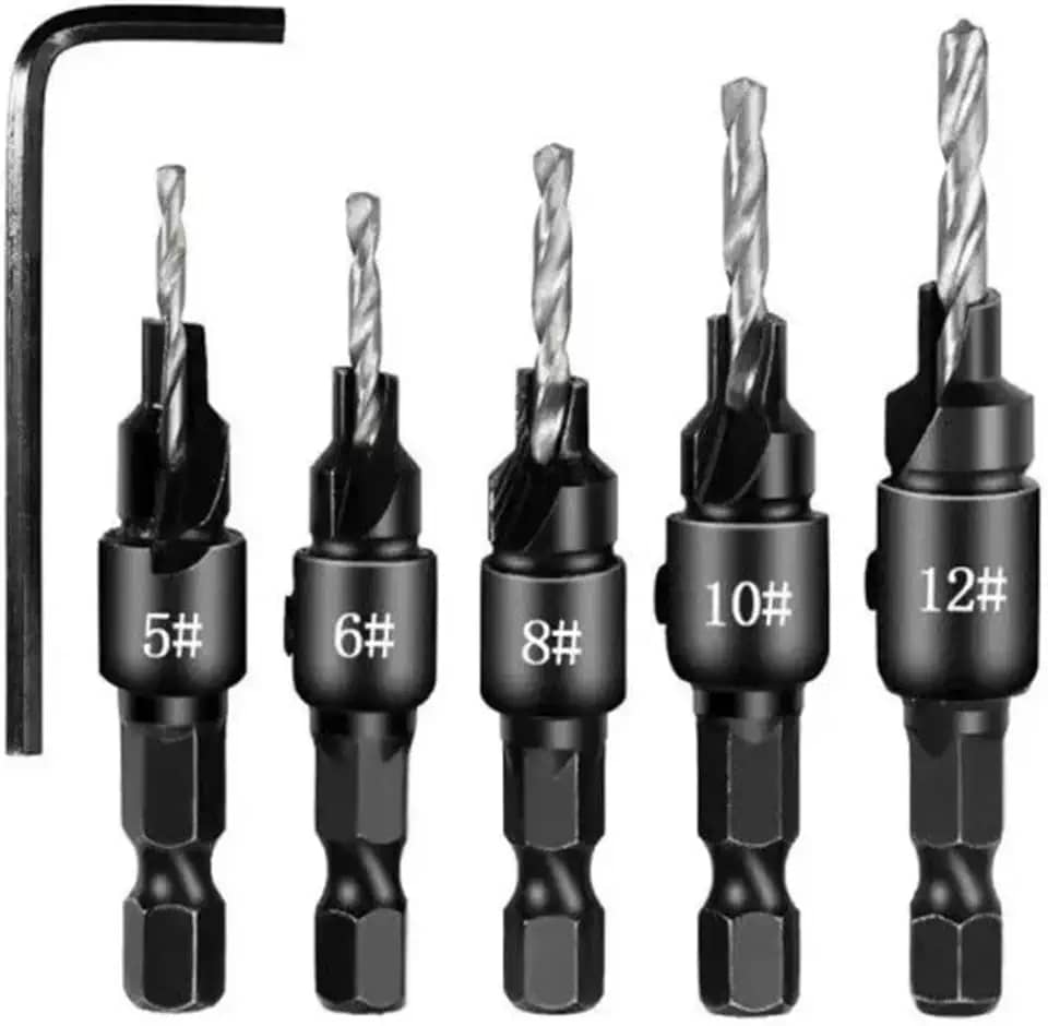 JOGO COM 5 BROCAS PARA MADEIRA COM ESCAREADORES AJUSTÁVEIS