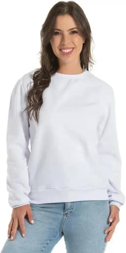 Blusa de Moletom Careca Feminino Básico Liso sem Capuz Loja Mirante