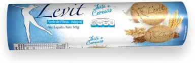 Biscoito Integral Leite E Cereais Levit 145G, Dallas Alimentos, Biscoito Doce Integral Com Cereais E Leite, Azul, 0% Gordura Trans E Ideal Para Dietas Com Mais Fibras, Alimentação Integral E Saborosa