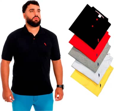 KIT 5 Camisas Polo Masculina