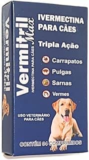 Mastigáveis sabor carne para cães de 30 a 60kg, Triplo Ação contra pulgas, carrapatos e vermes, 4 comprimidos