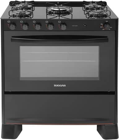 SUGGAR FOGÃO COOK GLASS PRETO MESA DE VIDRO 5 BOCAS MEGA CHAMA TREMPE 6 APOIOS ACENDIMENTO AUTOMÁTICO FGVCG510PT