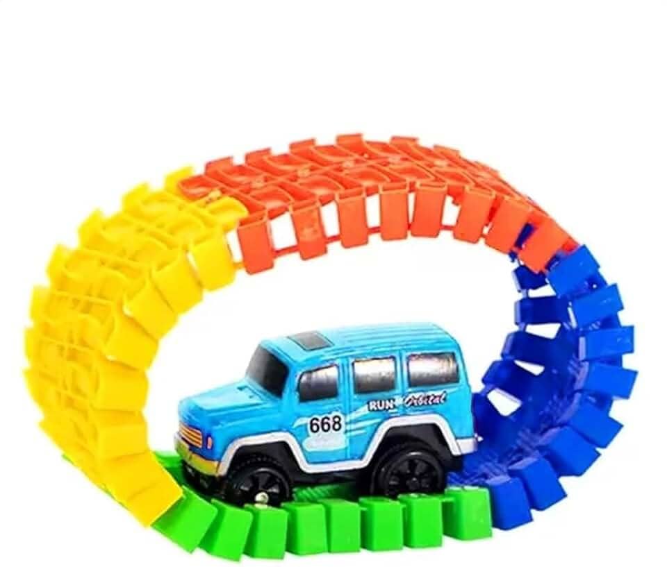 Pista Com Carrinho McQueen Led Trilha Maluca 56 Peças Infantil