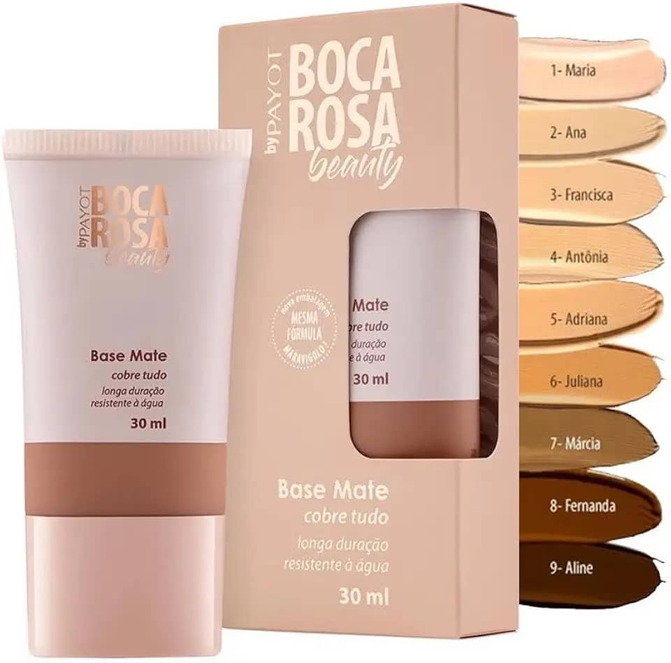 Base Matte Boca Rosa Alta Cobertura Cor 01 Maria 30ml | Base Boca Rosa Matte Perfect Beauty