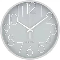 Evolux, Relógio de Parede 24 cm com Números Grandes Brancos Fáceis de Ler, Design Moderno na na Cor Cinza.