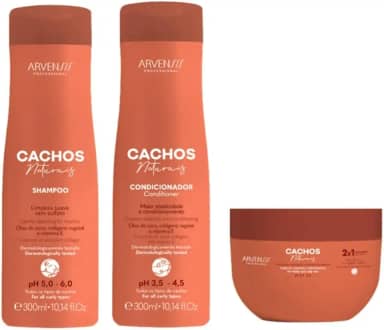 Kit Arvensis Cachos Naturais Shampoo 300ml, Condicionador 300ml e Máscara 2x1 250g