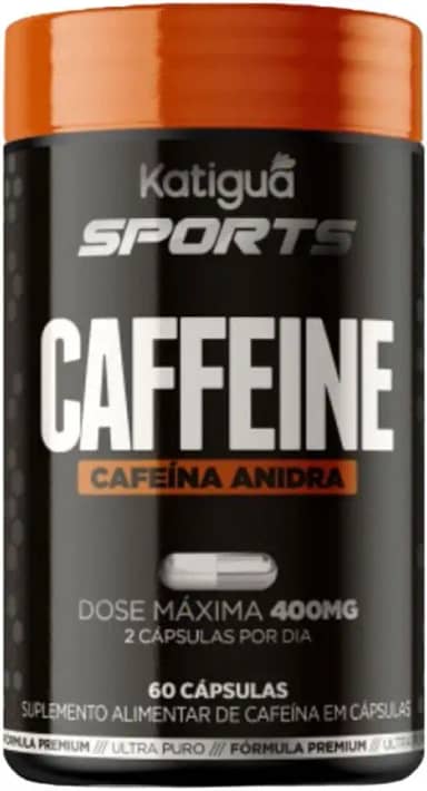 Katiguá Caffeine Cafeína Anidra Sem Sabor Vegan Products 60 Cápsulas Rígidas • 60 Doses Preto