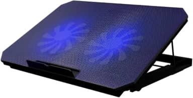 Suporte Para Notebook Com Cooler Duplo Silencioso 8 Níveis de Ajuste Ergonômico, Saída USB Adicional e Iluminação Interna Base Para Notebook Até 17 Polegadas Ventilador Resfriar Portátil Fino Premium