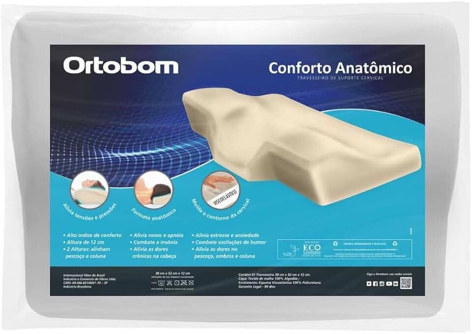 Travesseiro Nasa Cervical Conforto Anatômico Ortopédico - Ortobom