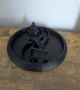 Mini Jardim Zen Decorativo para Vaso Redondo Preto e Suculentas, Areia e Miniaturas Orientais
