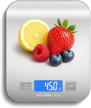 Balança de Cozinha Digital Premium em Inox Resistente à Água Portátil Base Antiderrapante Visor de Alta Definição Pesagem Precisa de 1g a 10kg Durável Moderna e Ideal para Alimentos Frescos