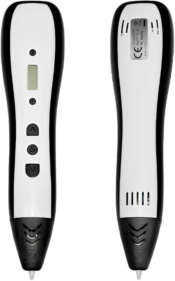 Caneta 3D RP700C com Tela OLED, Design Aerodinâmico, Temperatura Ajustável, Bico de Cerâmica de 0,6mm, Aquecimento Rápido em 25s, Controle de Velocidade, Imprime em PLA/ABS, Branca