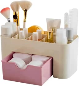 Organizador Maquiagem Cosméticos Escritório Mesa Porta Treco Caneta Multiuso Gaveta (Rosa)