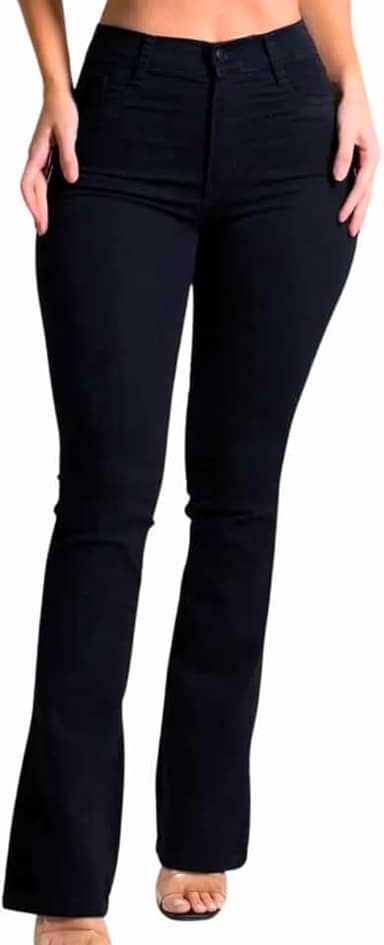 Calça Jeans Sarja Feminina Sawary Boot Cut Flare, Boca de Sino, Com Elastano, Cintura Média