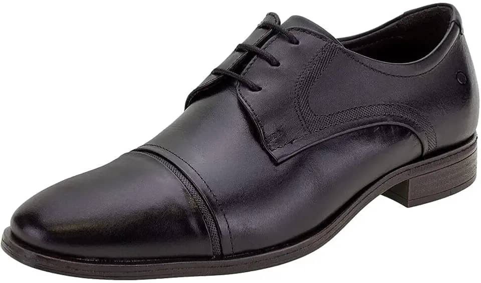 Sapato de Couro Smart Comfort Madison Hi-Soft 32 Preto Cadarço