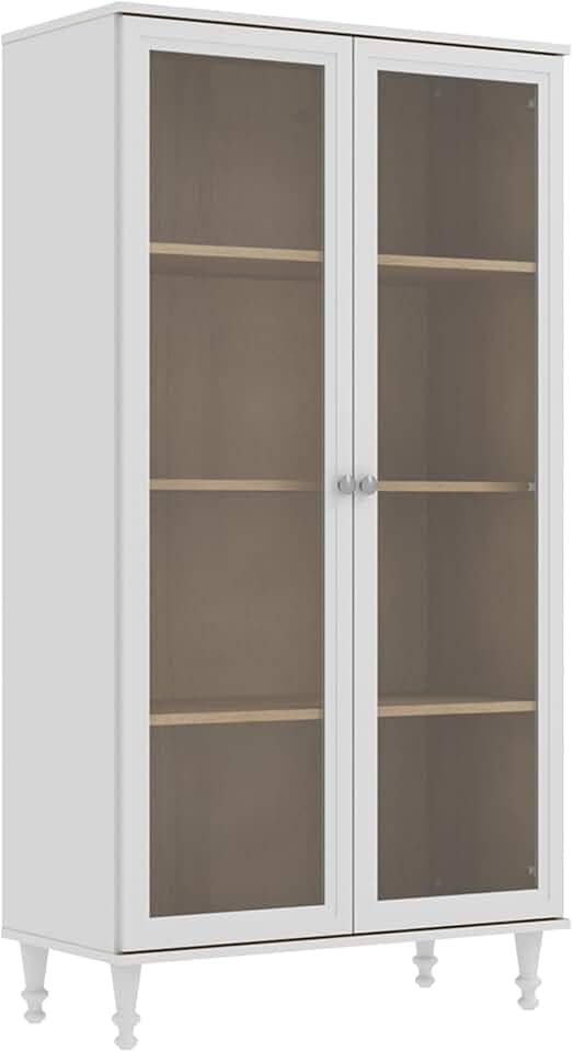 Cristaleira Estante Para Livros Ditália 2 Portas Vidro E-957 Cor:branco