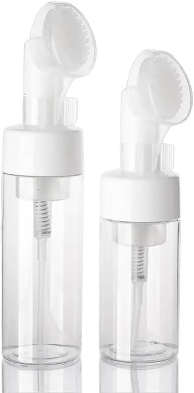 Kit 2 Frascos Espumadores 100ml 150ml Pump Escova Silicone Limpeza Facial Skin Care Higienização Cílios Extensão