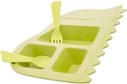 Kit Alimentação Bebê Infantil Pratinho Bambu com Divisórias 3 Peças