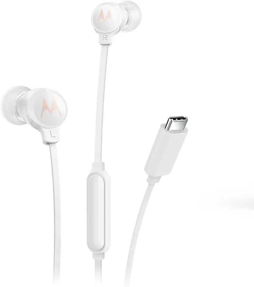 Motorola, Earbuds 3C-S, Conexão USB-C, Fone de Ouvido com Microfone, Branco