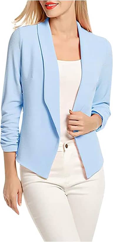 Blazer feminino com gola xale, casual, trabalho, escritório, cardigã com cor doce