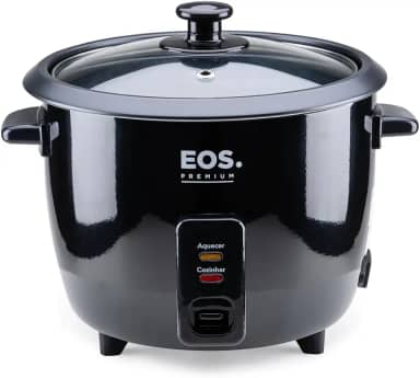 Panela Elétrica de Arroz 8 Xícaras EOS Premium Pratic Tampa de Vidro Preto EPA08P 110V