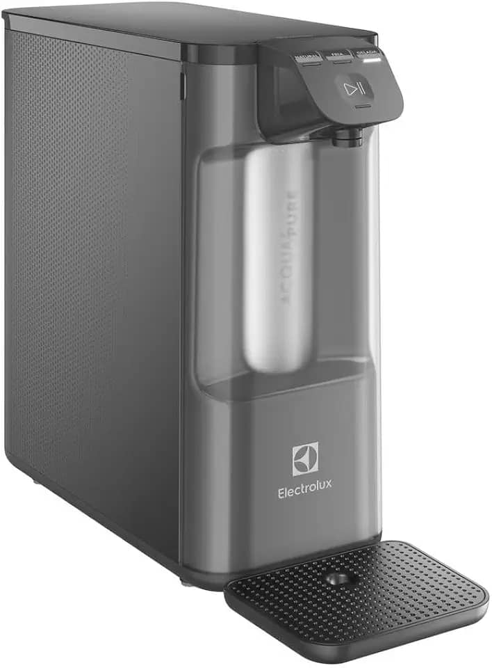 Purificador de Água Gelada Fria e Natural Elétrico Compacto Eletronico placa Electrolux Filtro refil 6 meses ou 3000l Painel Touch Bivolt Grafite PE12G