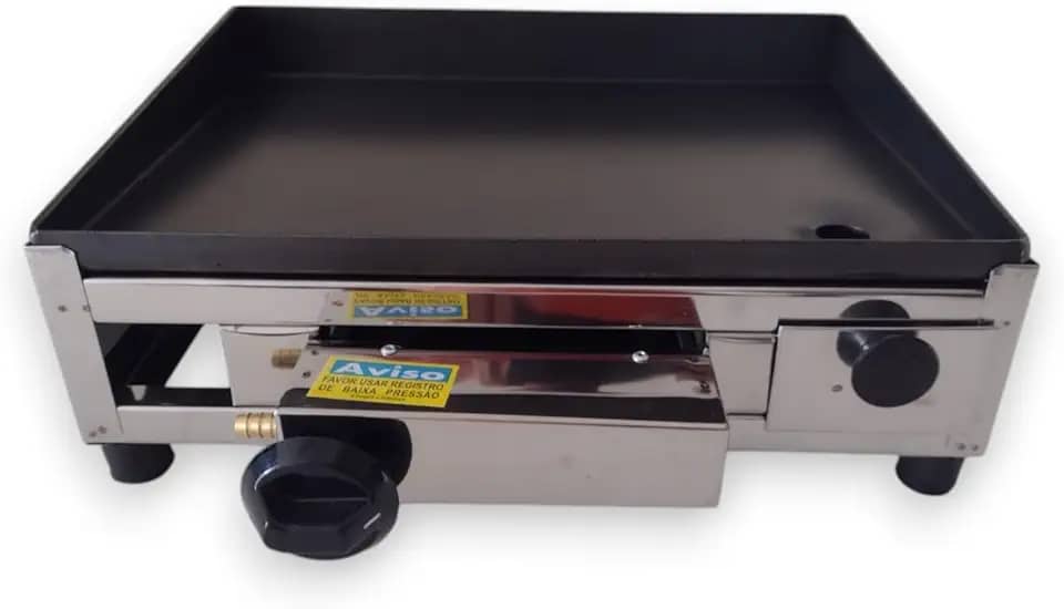Chapa Profissional a Gás para Lanches 40x30cm – Aço Carbono e Inox – Potência e Resistência Garantidas!