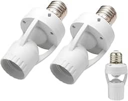 KIT 2 Sensores Inteligente de Movimento para Lâmpada Iluminação Automática – Para Segurança e Economia – Sensor de Movimento com Fotocélula Soquete E27 Bivolt para Corredores, Garagens e Escadas