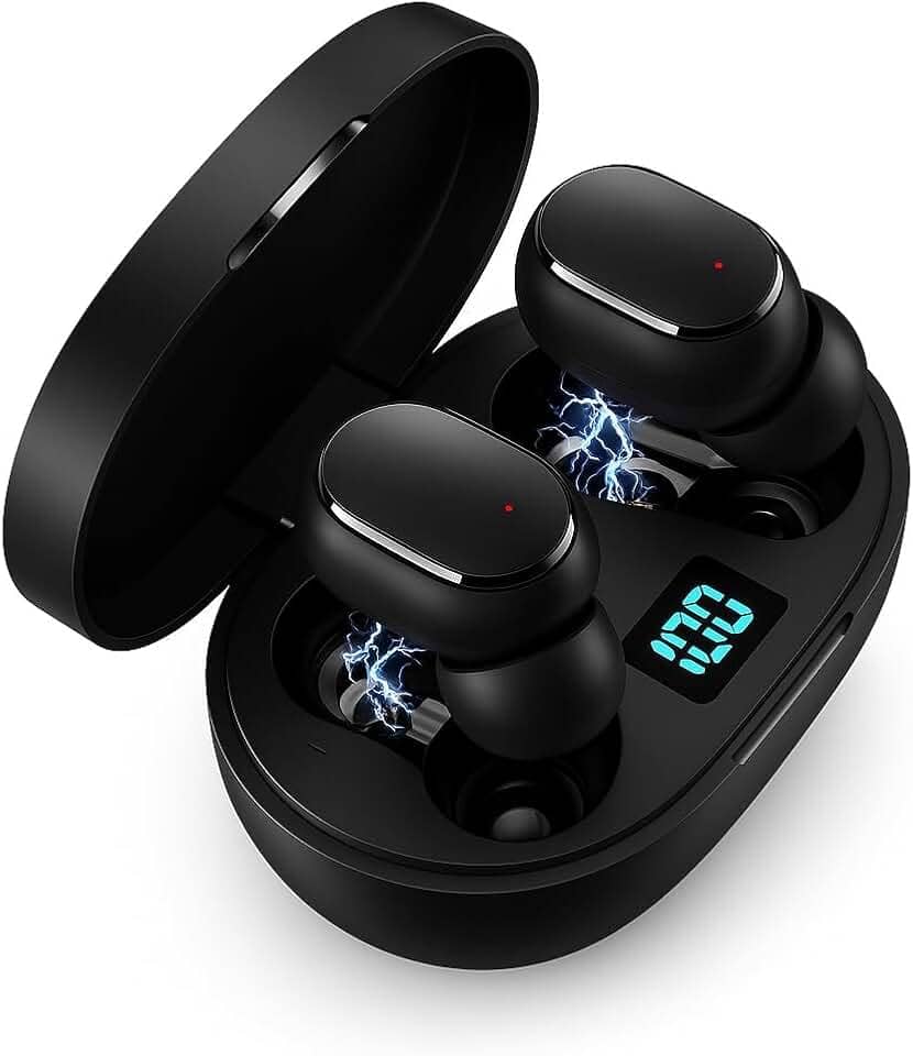 Top Fone de Ouvido Premium Bluetooth 5.1 TWS Wireless com Visor LED, Som Hi-Fi Estéreo, Cancelamento de Ruído, Toque Inteligente, Bateria Longa, Microfone, Compatível com Android e iOS