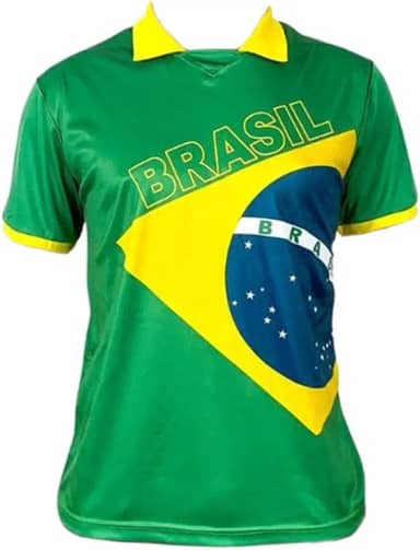 Camisa Polo Bandeira Brasil Copa do Mundo, Verde, 100% Poliéster, Unissex, para Futebol e Esportes, tam (p)