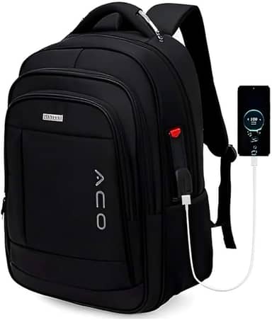 Mochila para Notebook Masculina Feminina para Notebook 17 – Mochila executiva Antifurto, Reforçada, Saídas USB e Fone, Alça de Aço, Impermeável, Escolar, Faculdade, Trabalho ou Viagem – Preta Premium