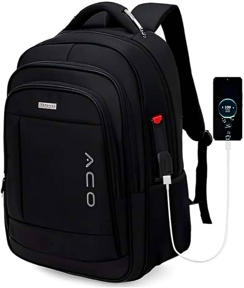 Mochila para Notebook Masculina Feminina para Notebook 17 – Mochila executiva Antifurto, Reforçada, Saídas USB e Fone, Alça de Aço, Impermeável, Escolar, Faculdade, Trabalho ou Viagem – Preta Premium