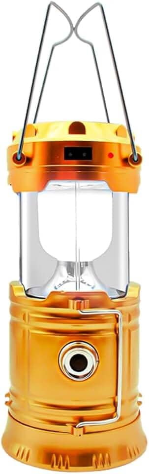 Lampião LED Lanterna Recarregável Com Luz Solar Camping Luminária 2 em 1 Iluminação Acampamento Pesca Trilhas Multiuso Carregador USB Portátil Emergências